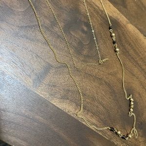 Double layer necklace; Gold, black, & crème